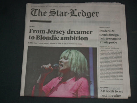2019 OCTOBER 1 THE STAR-LEDGER NEWSPAPER - DEBBIE HARRY ROCK N' ROLL MEMOIR BOOK