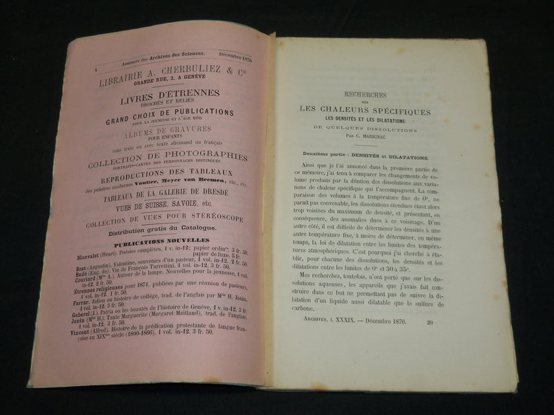 1862-1878 ARCHIVES DES SCIENCES PHYSIQUES ET NATURELLES LOT OF 50 - WR 425
