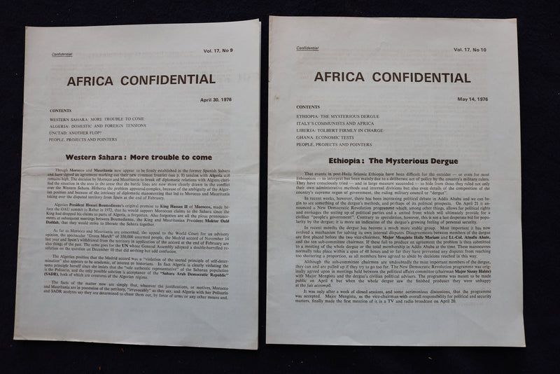 1974-1976 AFRICA CONFINDENTIAL NEWSLETTER PUBLICATION - LOT OF 12 - K 1543