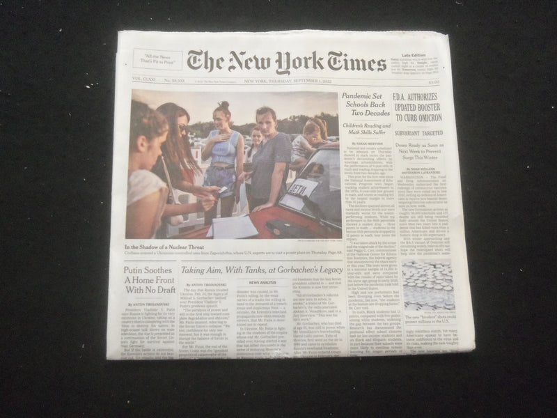 2022 SEPTEMBER 1 NEW YORK TIMES - FDA AUTHORIZES UPDATED BOOSTER TO CURB OMICRON
