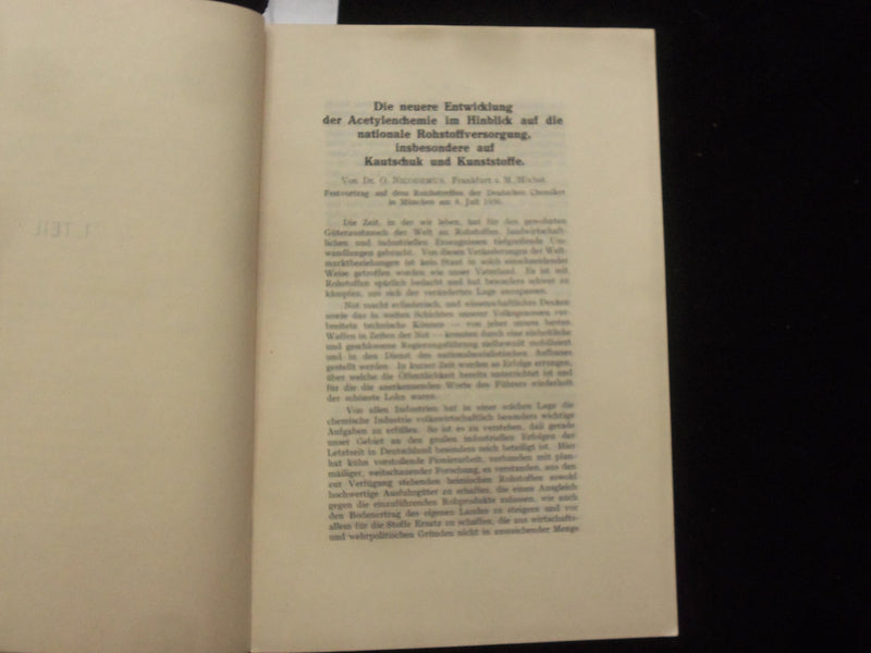 1937 ZUR ENTWICKLUNG DER CHEMIE DER HOCHPOLYMEREN BOOK - GERMAN TEXT - J 9997
