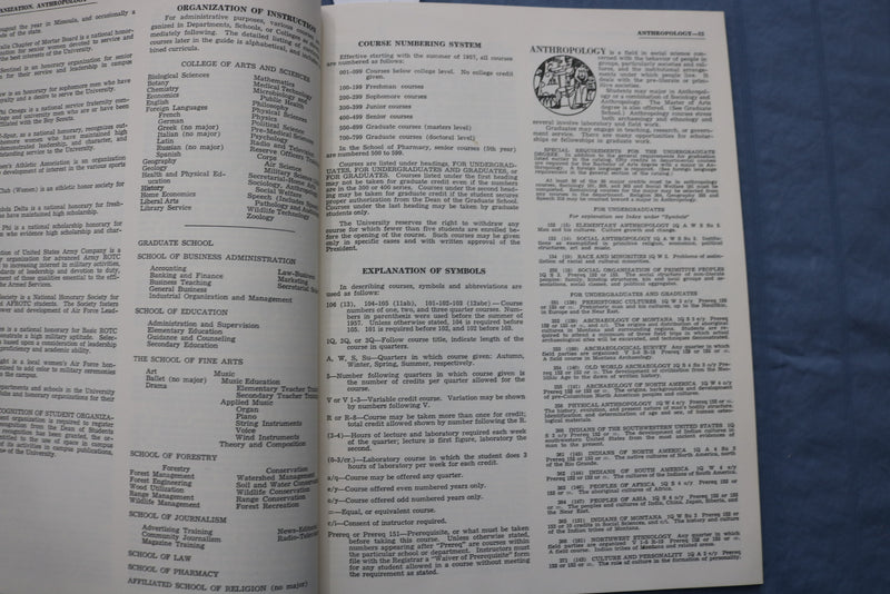 1960-1961 MONTANA STATE UNIVERSITY CATALOG - MISSOULA, MONTANA - K 328