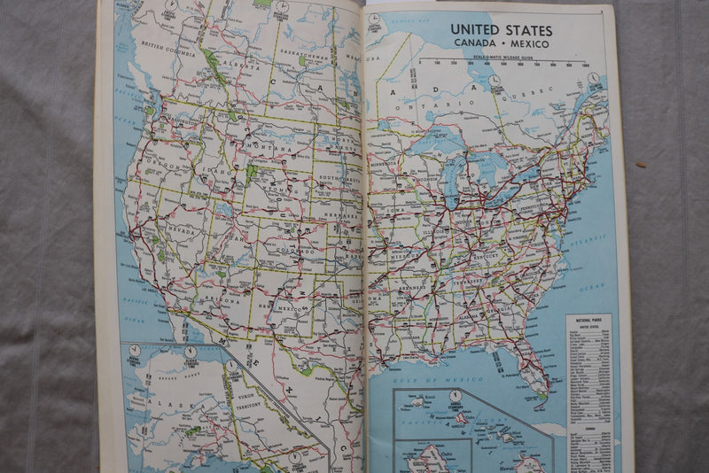 1964 HAMMOND ROAD ATLAS OF THE UNITED STATES - WORLD'S FAIR EDITION - K 3458