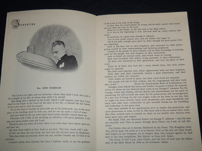 1951 GEORGE JOHNSON MEMORIAL STATUE UNVEILING CEREMONY PROGRAM - J 8628