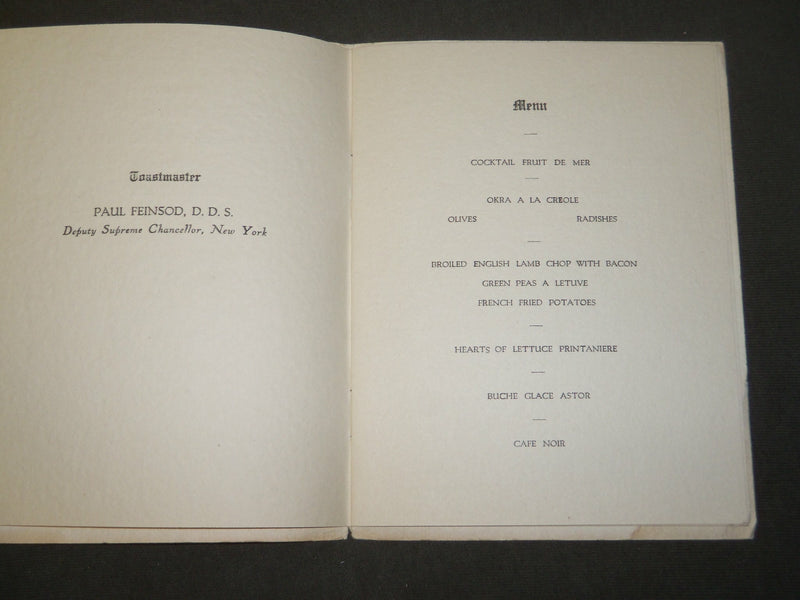 1923 NY COLLEGE OF DENTISTRY IOTA CHAPTER BANQUET PROGRAM - J 3665