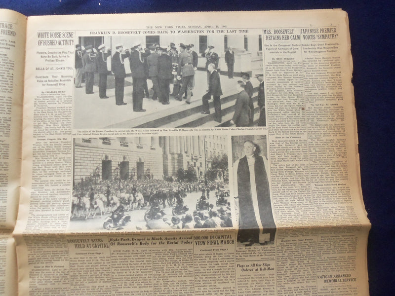 1945 APRIL 15 NEW YORK TIMES - NATION PAYS FINAL TRIBUTE TO ROOSEVELT - NP 6468