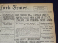 1920 NOVEMBER 30 NEW YORK TIMES - SINN FEINERS KILL 16 POLICE CADETS - NT 8456
