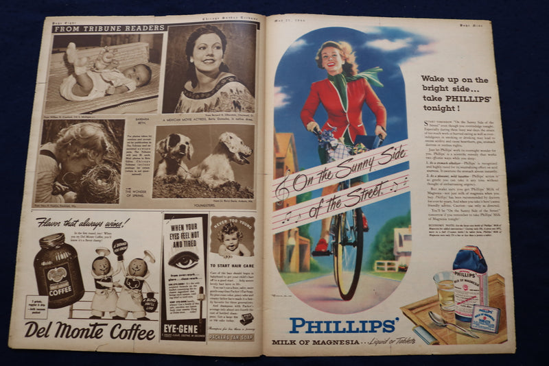 1944 MAY 21 CHICAGO TRIBUNE MAGAZINE - DOLORES MORAN COVER - E 22811