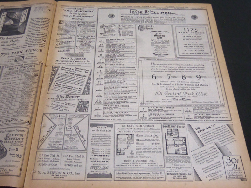 1930 OCTOBER 5 NEW YORK TIMES REAL ESTATE - NEW BUILDING ERA OPENING - NT 6998