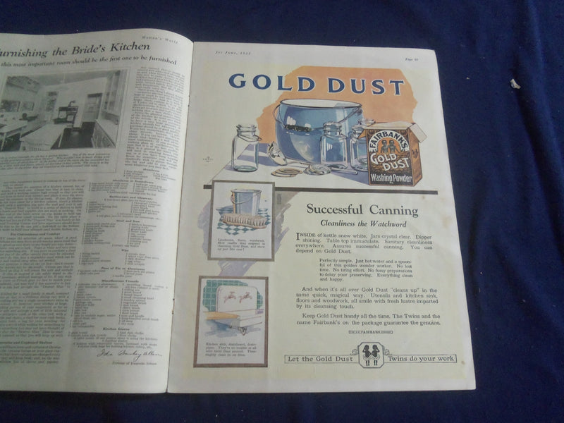 1922 JUNE WOMAN'S WORLD MAGAZINE - ILLUSTRATED NEEDLEWORK IN COLOR - SP 6749H