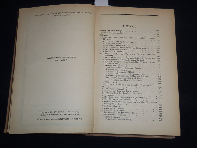 1935 JUDEN UND JUDENTUM HARDCOVER BOOK BY FRANZ KOBLER - KD 5633Q
