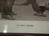 LEO DUROCHER & UMPIRE FRAMED PHOTO - 21 1/2