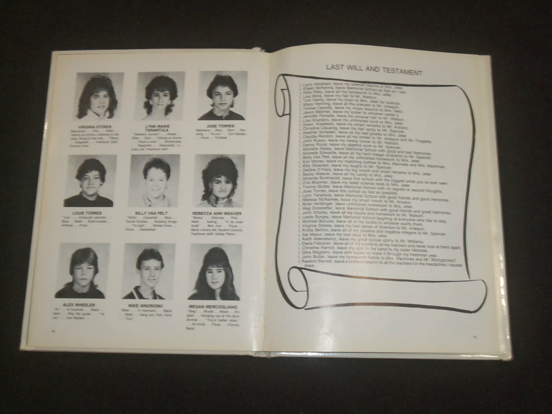 1988 MEMORIAL SCHOOL YEARBOOK - UNION BEACH, NEW JERSEY - YB 2217