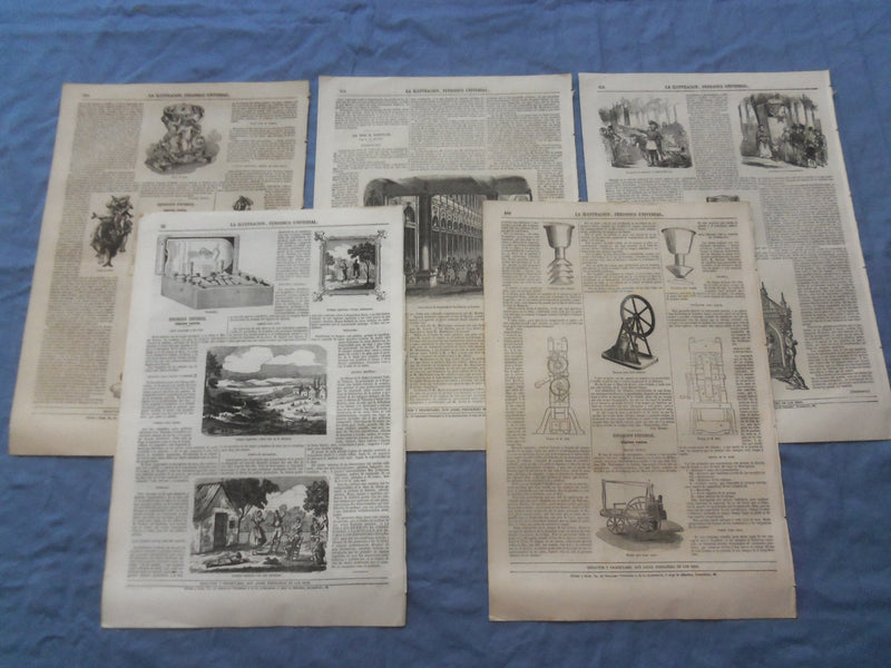 1852 LA ILUSTRACION PERIODICO UNIVERSAL NEWSPAPER - LOT OF 5 - NP 8414