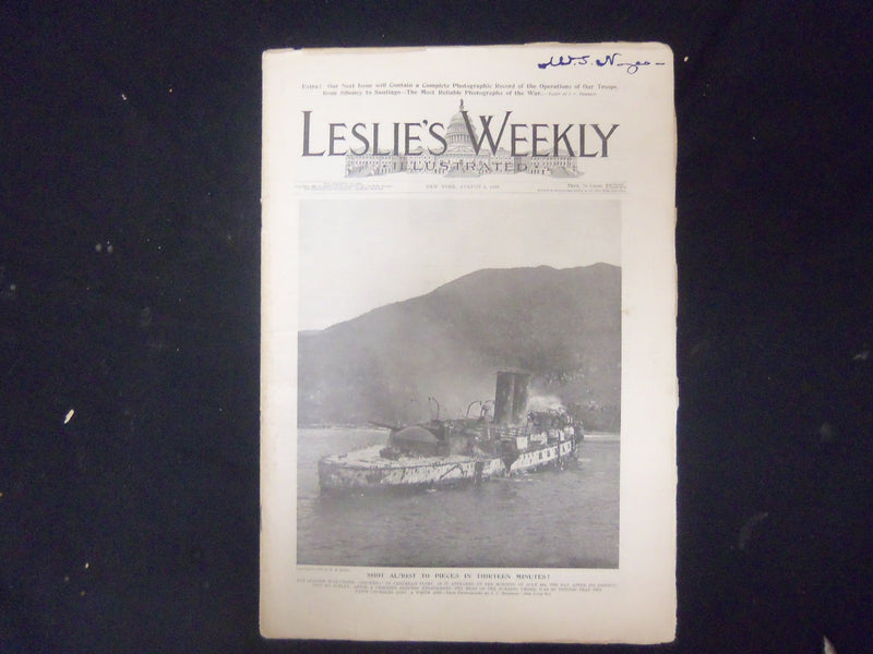 1898 AUG 4 LESLIE'S WEEKLY MAGAZINE -GREAT COVER, PHOTOS & ILLUSTRATIONS-ST 4538