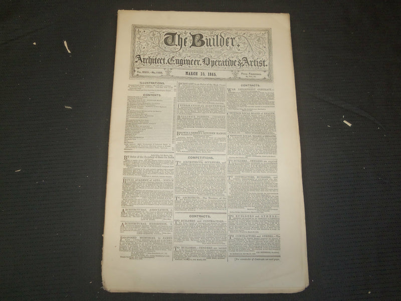 1865 MARCH 25 THE BUILDER ARCHITECT MAGAZINE - ILLUSTRATIONS - ST 415H