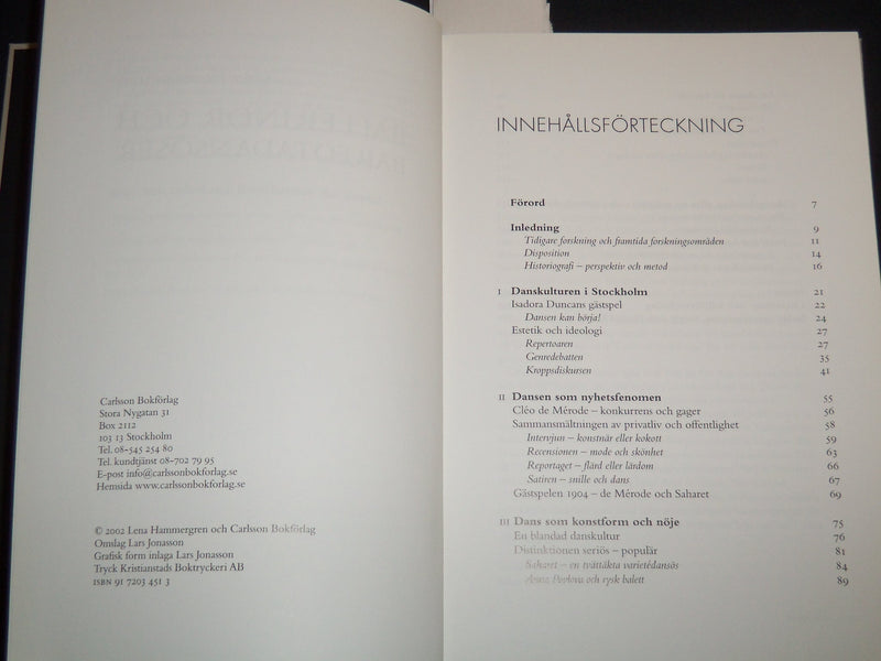 2002 BALLERINOR OCH BARFOTADANSOSER BOOK BY LENA HAMMERGREN - KD 5980H