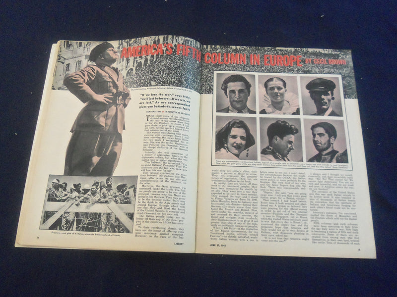 1942 JUNE 27 LIBERTY MAGAZINE - PROHIBITIOIN - WILL IT HAPPEN AGAIN? - B 4197N