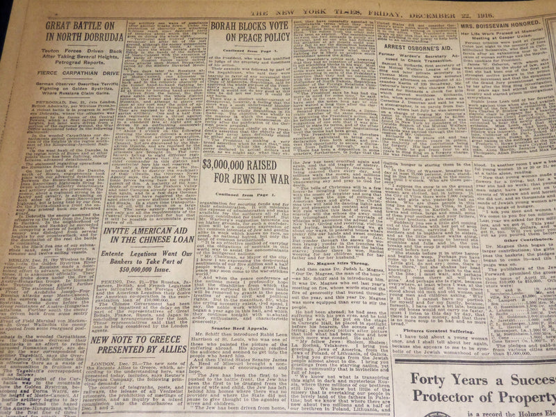 1916 DECEMBER 22 NEW YORK TIMES - WASHINGTON IN NO FEAR OF WAR - NT 8649