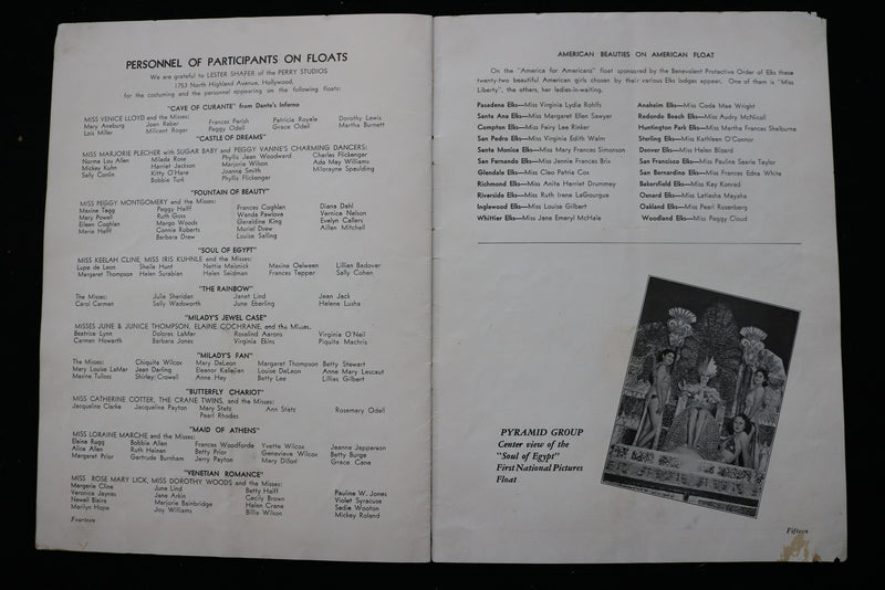 1936 JULY 16 ELKS MOTION PICTURE ELECTRICAL PAGEANT OFFICIAL PROGRAM - K 2457