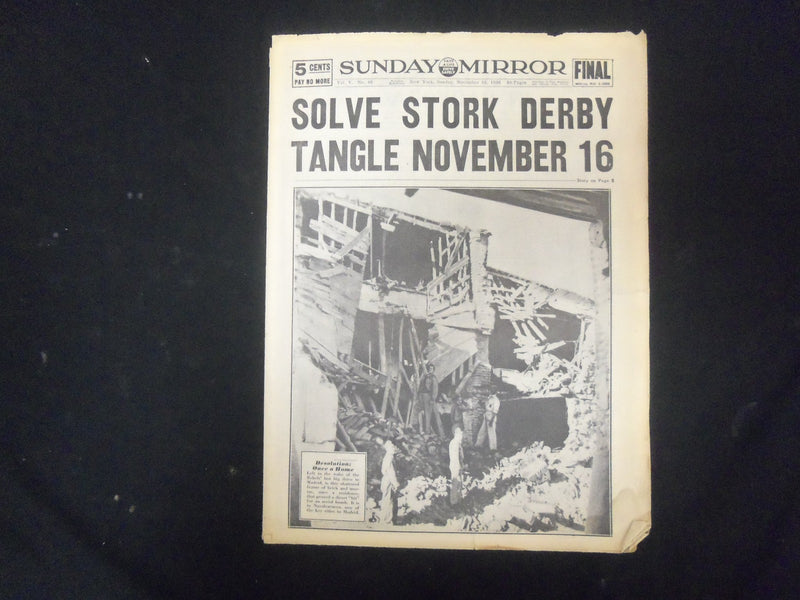 1936 NOV 15 NEW YORK SUNDAY MIRROR-SOLVE STORK DERBY TANGLE NOVEMBER 16- NP 2327