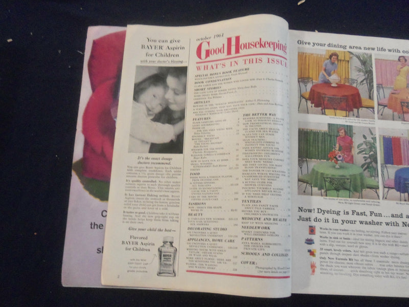 1961 OCTOBER GOOD HOUSEKEEPING MAGAZINE - NICE COVER, ARTICLES & ADS - F 252N