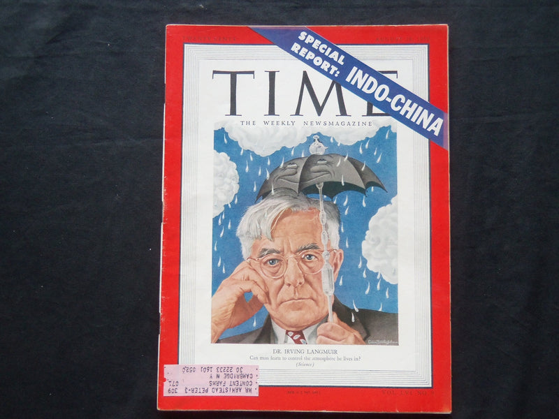 1950 AUGUST 28 TIME MAGAZINE - DR. IRVING LANGMUIR - T 1241
