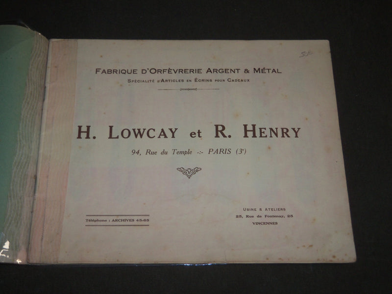 1900'S LOWCAY ET HENRY ORFEVRERIE ARGENT & METAL FRENCH CATALOGUE - FR 358