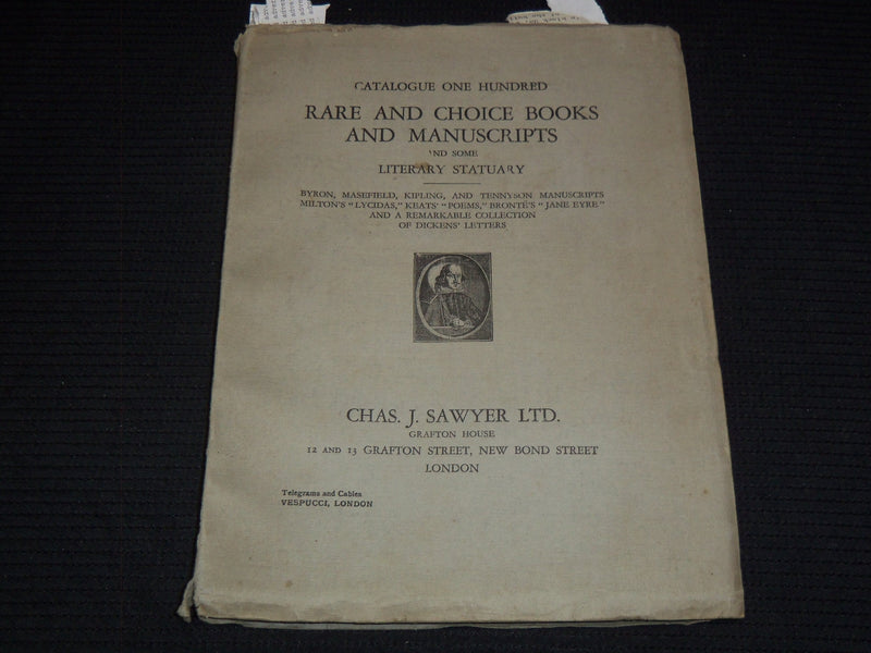 1930 CHAS J. SAWYE RRARE AND CHOICE BOOKS & MANUSCRIPTS CATALOGUE - J 7490