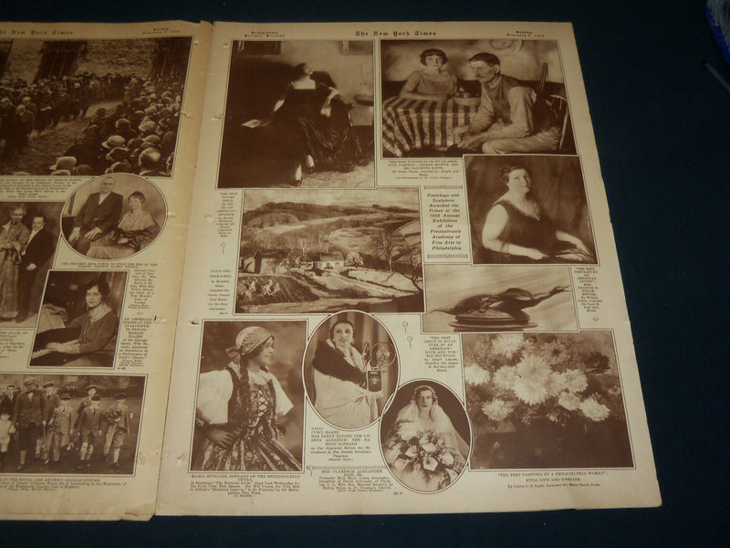 1928 FEBRUARY 5 NEW YORK TIMES PICTURE SECTION - LINBERGH-ROCKEFELLER - NT 9405