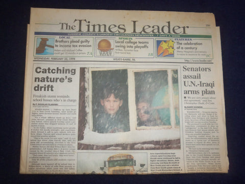 1998 FEB 25 WILKES-BARRE TIMES LEADER-SENATORS ASSAIL UN-IRAQI ARMS PLAN-NP 8213