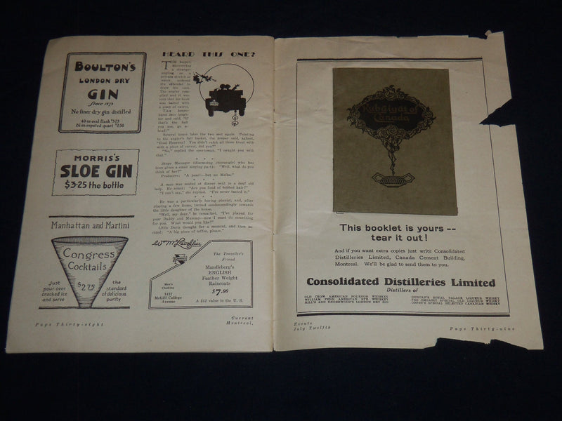 1923 JULY 12 CURRENT EVENTS MONTREAL MAGAZINE VOLUME 3 NO. 52 - J 8544