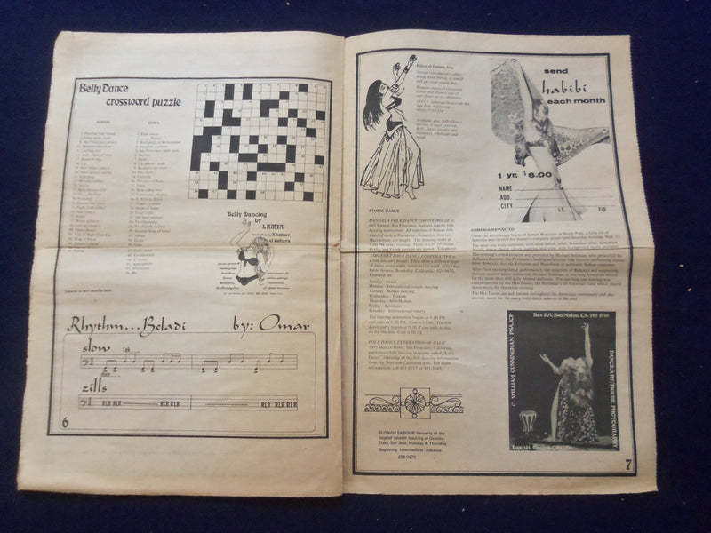 1974 OCTOBER HABIBI NEWSPAPER - VOLUME 1, NUMBER 1 -MIDDLE EASTERN DANCE-NP 6843