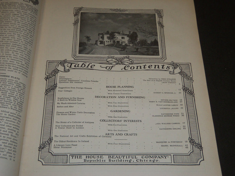 1907 FEBRUARY THE HOUSE BEAUTIFUL MAGAZINE - GREAT PHOTOS & ADS - ST 383