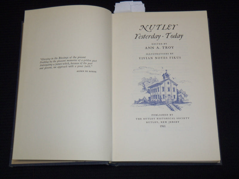 1961 NUTLEY YESTERDAY TODAY HARDCOVER BOOK SIGNED BY ANN A. TROY - KD 7760