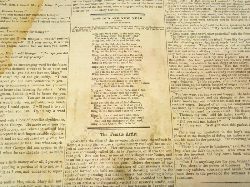1851 JANUARY 11 THE BOSTON MUSEUM NEWSPAPER - TENNYSON - BARNUM - NP 9036