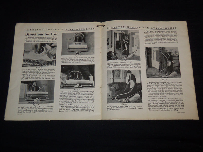 1920'S INSTRUCTIONS FOR THE CARE & USE OF THE HOOVER ELECTRIC SWEEPER - J 9159