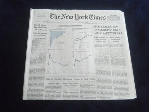 2022 APRIL 2 NEW YORK TIMES- MASS EVACUATION IN MARIUPOL FAILS AMID SAFETY FEARS