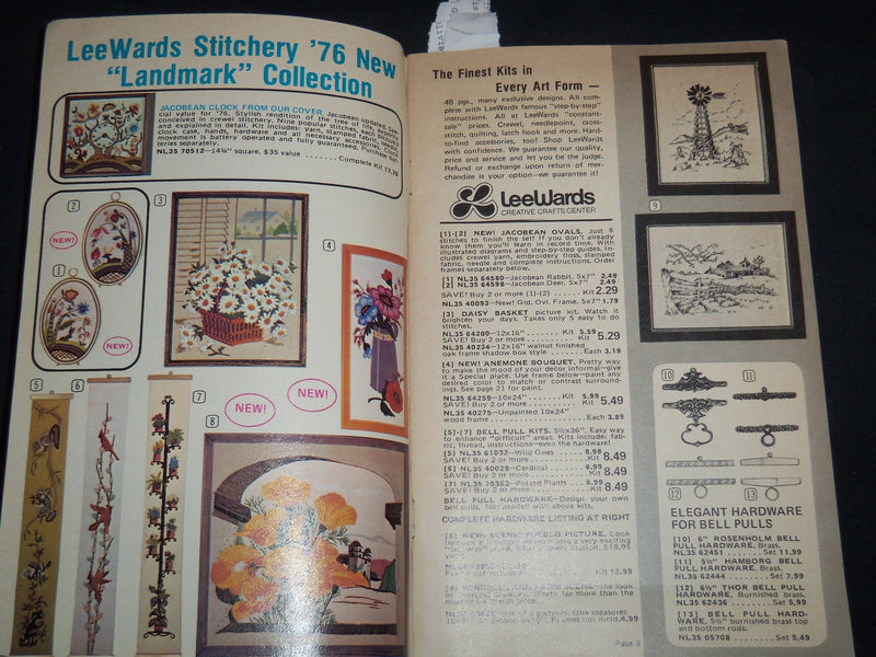 1976 LEE WARDS STITCHERY COLLECTION CATALOG - JACOBEAN TREE CLOCK - J 9150
