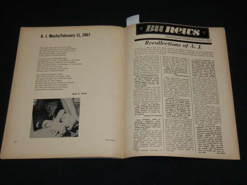 1957 SEPT/OCT LIBERATION MAGAZINE - A. J. MUSTE - DOUBLE NUMBER ISSUE - J 6993
