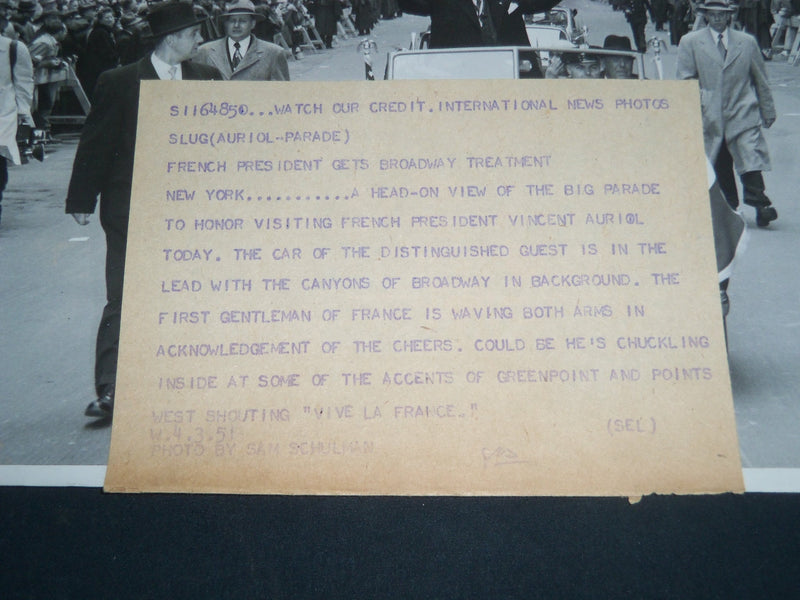 1951 FRENCH PRESIDENT VINCENT AURIOL ORIGINAL PHOTO 11