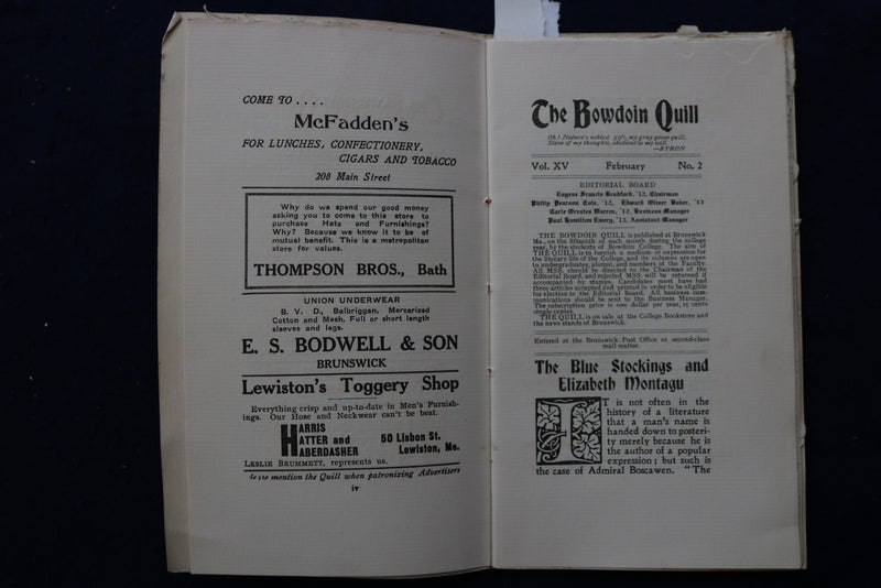 1910-1911 THEBOWDOIN QUILL SOFTCOVER BOOKS- LOT OF 2 - K 831