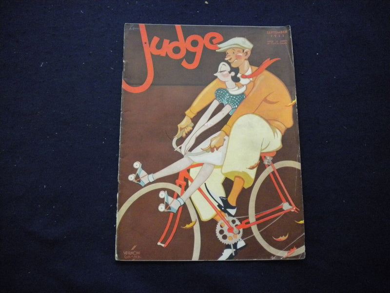 1933 SEPTEMBER JUDGE MAGAZINE - BOY AND GIRL RIDING BICYCLE - B 438W