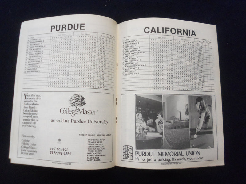 1975 DEC 22 COLLEGE BASKETBALL PROGRAM-PURDUE UNIV VS. UNIV. CALIFORNIA-SP 1533N