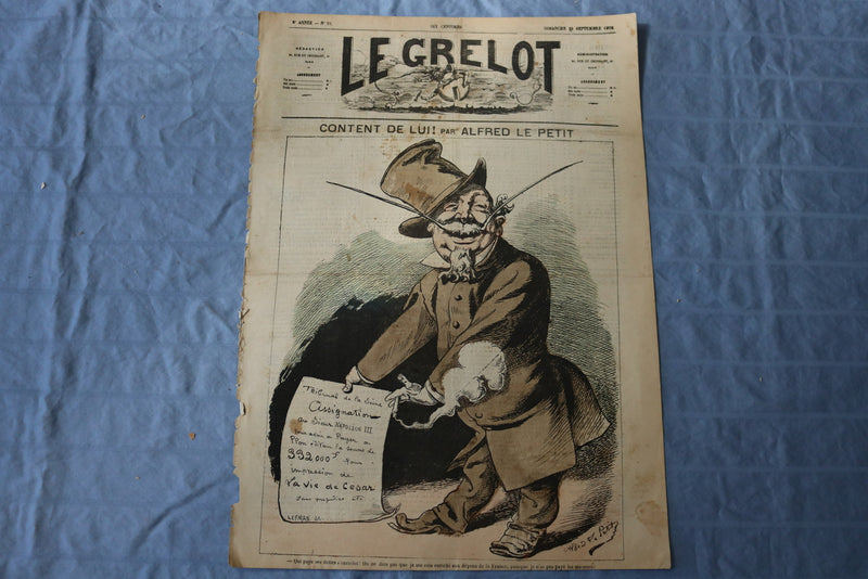 1872 SEPTEMBER 15 LE GRELOT NEWSPAPER - CONTENT DE LUI! - FRENCH - NP 8600