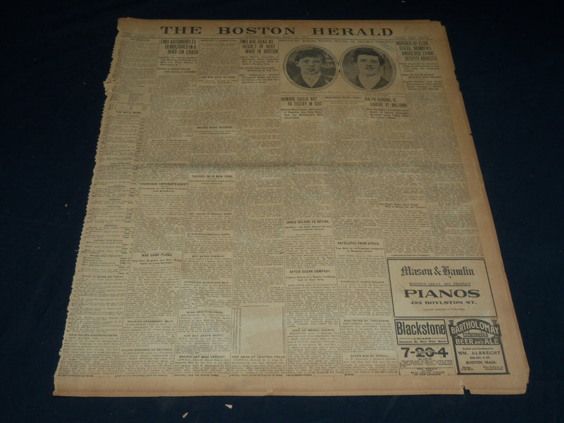 1909 JUNE 22 THE BOSTON HERALD - RALPH HARDING CAUGHT AT MILFORD - BH 371