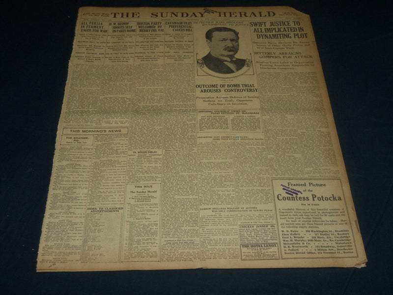1911 DEC 3 THE BOSTON HERALD - SWIFT JUSTICE IN PLOT - WILLIAM BURNS - BH 189