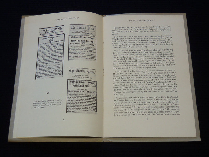 1960'S LINCOLN IN HARTFORD BOOK BY J. DOYLE DEWITT - J 7366