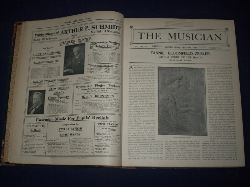 1914 JANUARY-DECEMBER THE MUSICIAN BOUND VOL NO. 19 - GREAT PHOTOS/ADS - KD 1962