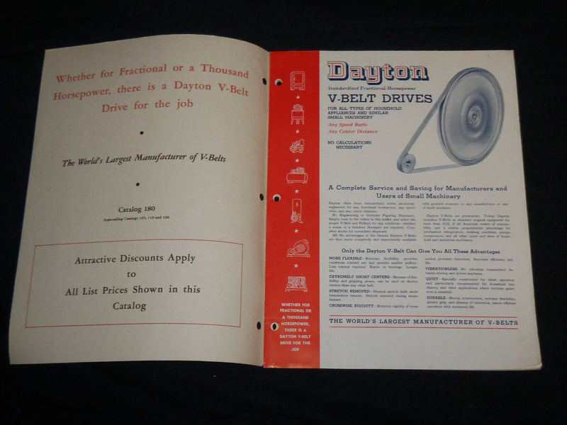 1936 DAYTON COG-BELT DRIVES & V-FLAT DRIVES CATALOG #180 - J 6728